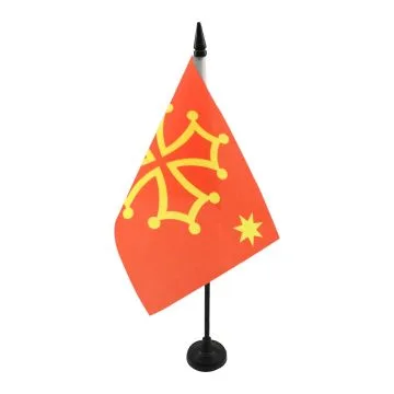 DRAPEAU DE TABLE OCCITANIE AVEC ÉTOILE 21x14cm - PETIT DRAPEAUX DE BUREAU OCCITAN - FRANCE 14 x 21 cm