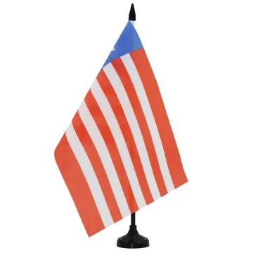 DRAPEAU DE TABLE LIBÉRIA 21x14cm - PETIT DRAPEAUX DE BUREAU LIBÉRIEN 14 x 21 cm