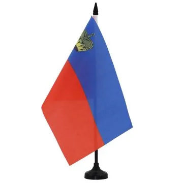 DRAPEAU DE TABLE LIECHTENSTEIN 21x14cm - PETIT DRAPEAUX DE BUREAU LIECHTENSTEINOIS 14 x 21 cm