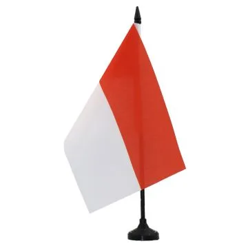 DRAPEAU DE TABLE MONACO 21x14cm - PETIT DRAPEAUX DE BUREAU MONÉGASQUE 14 x 21 cm