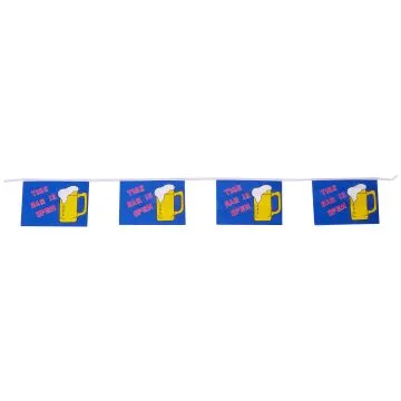 Guirlande 6 mètres 20 Drapeaux Bar ouvert 21x15 cm - Drapeau de l\'Open bar 15 x 21 cm