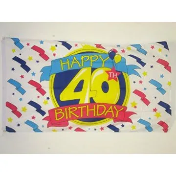 Happy 40th Birthday Flag 2' x 3' 100D polyester grommets