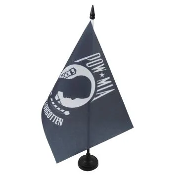 DRAPEAU DE TABLE USA POW MIA REMEMBER 21x14cm - PETIT DRAPEAUX DE BUREAU AMÉRICAIN - ETATS-UNIS 14 x 21 cm