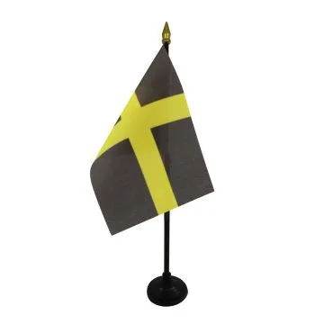 DRAPEAU DE TABLE SAINT DAVID 15x10cm - PETIT DRAPEAUX DE BUREAU SAINT DAVID\'S DAY - PAYS DE GALLES 10 x 15 cm pointe dorée