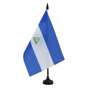 DRAPEAU DE TABLE NICARAGUA 21x14cm - PETIT DRAPEAUX DE BUREAU NICARAGUAYEN 14 x 21 cm