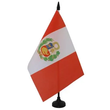 DRAPEAU DE TABLE PÍ?ROU 21x14cm - PETIT DRAPEAUX DE BUREAU PÍ?RUVIEN 14 x 21 cm