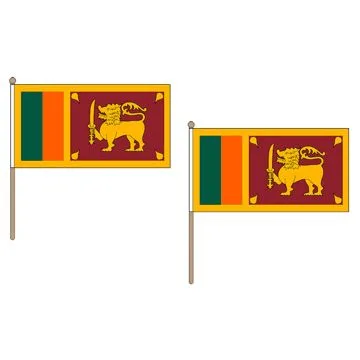 DRAPEAU SRI LANKA 45x30cm HAMPE en bois - LOT DE 10 DRAPEAUX SRI LANKAIS 30 x 45 cm