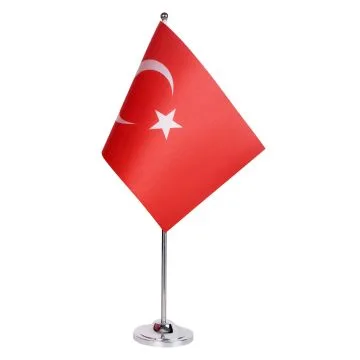 DRAPEAU DE TABLE prestige TURQUIE 22x15cm en SATIN - GRAND DRAPEAUX DE BUREAU TURC 15 x 22 cm