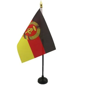 DRAPEAU DE TABLE ALLEMAGNE DE L\'EST 15x10cm - PETIT DRAPEAUX DE BUREAU ALLEMAND - RDA 10 x 15 cm pointe dorée