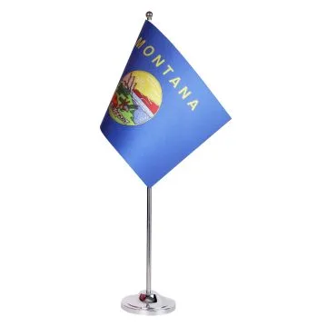 DRAPEAU DE TABLE prestige MONTANA 22x15cm en SATIN - GRAND DRAPEAUX DE BUREAU ETAT AMÉRICAIN - USA - ETATS-UNIS 15 x 22 cm