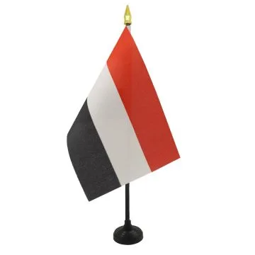 DRAPEAU DE TABLE YÉMEN 15x10cm - PETIT DRAPEAUX DE BUREAU YÉMÉNITE 10 x 15 cm pointe dorée