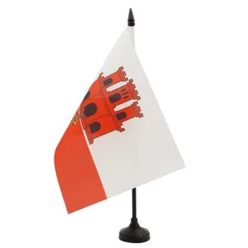 DRAPEAU DE TABLE GIBRALTAR 21x14cm - PETIT DRAPEAUX DE BUREAU ANGLAIS 14 x 21 cm