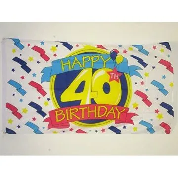 DRAPEAU JOYEUX ANNIVERSAIRE 40 ANS 150x90cm - DRAPEAU HAPPY BIRTHDAY 90 x 150 cm - DRAPEAUX