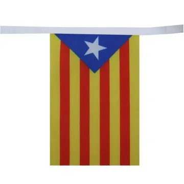Guirlande 12 mètres 20 Drapeaux Catalogne Estelada 45x30 cm - Drapeau catalan indépendentiste 30 x 45 cm