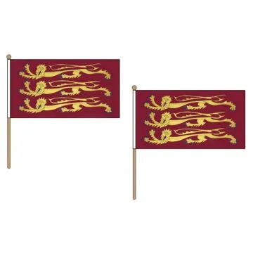 DRAPEAU RICHARD CÅ?UR DE LION 45x30cm HAMPE en bois - LOT DE 10 DRAPEAUX ROI RICHARD I D\'ANGLETERRE 30 x 45 cm