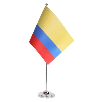 DRAPEAU DE TABLE prestige COLOMBIE 22x15cm en SATIN - GRAND DRAPEAUX DE BUREAU COLOMBIEN 15 x 22 cm