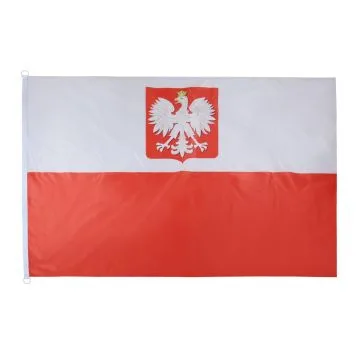 DRAPEAU POLOGNE AVEC AIGLE 150x90cm - DRAPEAU POLONAIS 90 x 150 cm Spécial Extérieur - DRAPEAUX