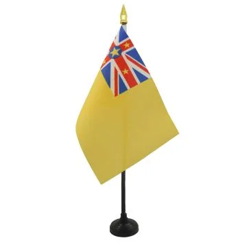 DRAPEAU DE TABLE NIUE 15x10cm - PETIT DRAPEAUX DE BUREAU NIUÍ?EN 10 x 15 cm pointe dorée