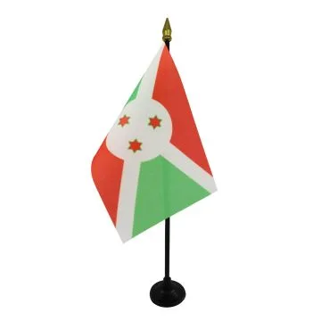 DRAPEAU DE TABLE BURUNDI 15x10cm - PETIT DRAPEAUX DE BUREAU BURUNDAIS 10 x 15 cm pointe dorée