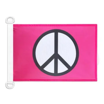 Pavillon nautique Symbole Paix Rose 45x30 cm Anneaux Plastiques
