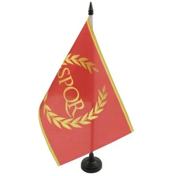 DRAPEAU DE TABLE EMPIRE ROMAIN 21x14cm - PETIT DRAPEAUX DE BUREAU DES ROMAINS - JULES CÉSAR 14 x 21 cm
