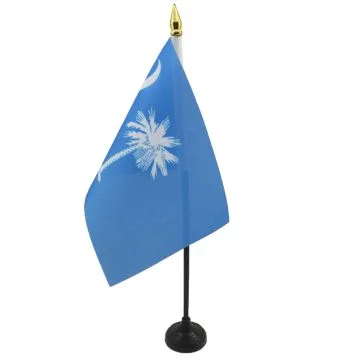 DRAPEAU DE TABLE CAROLINE DU SUD 15x10cm - PETIT DRAPEAUX DE BUREAU ETAT AMÉRICAIN - USA - ETATS-UNIS 10 x 15 cm pointe dorée