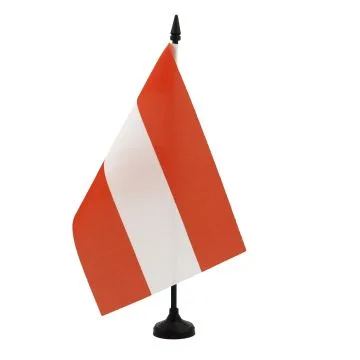 DRAPEAU DE TABLE AUTRICHE 21x14cm - PETIT DRAPEAUX DE BUREAU AUTRICHIEN 14 x 21 cm