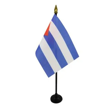 DRAPEAU DE TABLE CUBA 15x10cm - PETIT DRAPEAUX DE BUREAU CUBAIN 10 x 15 cm pointe dorée