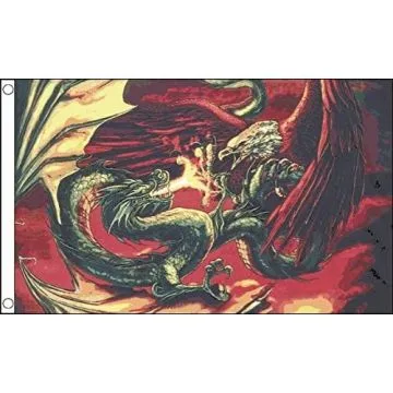 DRAPEAU DRAGON CONTRE AIGLE 150x90cm - DRAPEAU DRAGON VS AIGLE 90 x 150 cm - DRAPEAUX