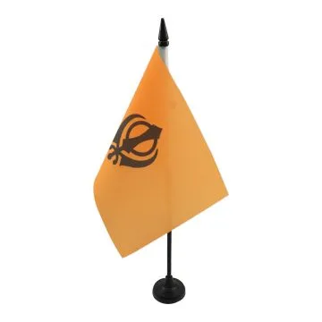 DRAPEAU DE TABLE RELIGION SIKHISTE 21x14cm - PETIT DRAPEAUX DE BUREAU KHANDA - SIKHISME 14 x 21 cm