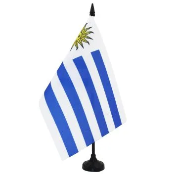 DRAPEAU DE TABLE URUGUAY 21x14cm - PETIT DRAPEAUX DE BUREAU URUGUAYEN 14 x 21 cm