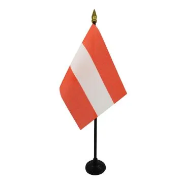 DRAPEAU DE TABLE AUTRICHE 15x10cm - PETIT DRAPEAUX DE BUREAU AUTRICHIEN 10 x 15 cm pointe dorée