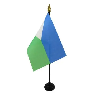 DRAPEAU DE TABLE DJIBOUTI 15x10cm - PETIT DRAPEAUX DE BUREAU DJIBOUTIEN 10 x 15 cm pointe dorée
