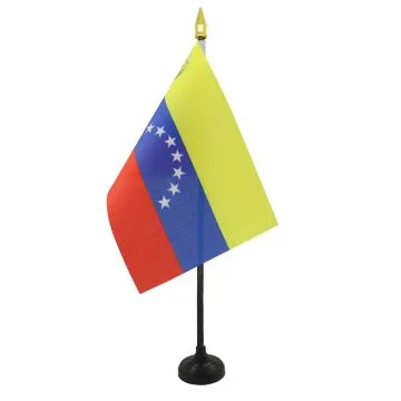 DRAPEAU DE TABLE VÍ?NÍ?ZUELA 15x10cm - PETIT DRAPEAUX DE BUREAU VÍ?NÍ?ZUELIEN 10 x 15 cm pointe dorée