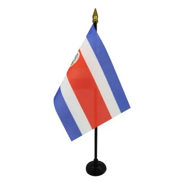 DRAPEAU DE TABLE COSTA RICA 15x10cm - PETIT DRAPEAUX DE BUREAU COSTARICAIN 10 x 15 cm pointe dorée