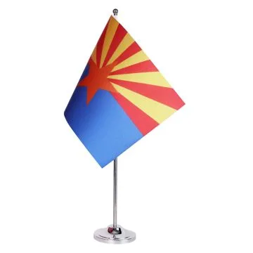 DRAPEAU DE TABLE prestige ARIZONA 22x15cm en SATIN - GRAND DRAPEAUX DE BUREAU ETAT AMÉRICAIN - USA - ETATS-UNIS 15 x 22 cm