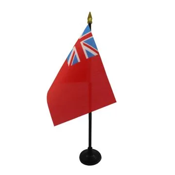 DRAPEAU DE TABLE ROYAUME-UNI RED ENSIGN 15x10cm - PETIT DRAPEAUX DE BUREAU PAVILLON MARINE UK - ROYAL NAVY 10 x 15 cm pointe dorée