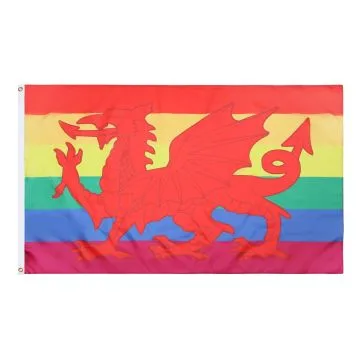 DRAPEAU PAYS DE GALLES ARC-EN-CIEL 150x90cm - DRAPEAU GALLOIS GAY 90 x 150 cm - DRAPEAUX