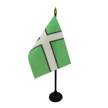 DRAPEAU DE TABLE COMTÉ DE DEVON 15x10cm - PETIT DRAPEAUX DE BUREAU COUNTY OF DEVON - ANGLETERRE 10 x 15 cm pointe dorée