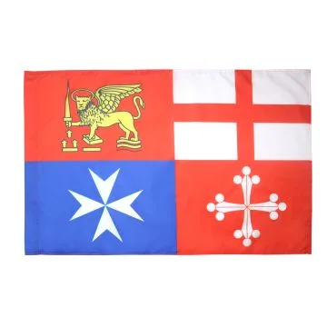DRAPEAU ITALIE 4 RÍ?PUBLIQUES MARITIMES 150x90cm - DRAPEAU NAVAL ITALIEN 90 x 150 cm Fourreau pour hampe