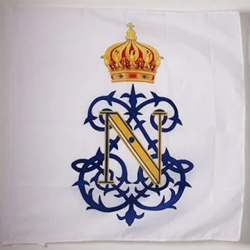 DRAPEAU MONOGRAMME IMPERIAL NAPOLEON III 90x90cm - DRAPEAU DE NAPOLEON 90 x 90 cm Fourreau pour hampe