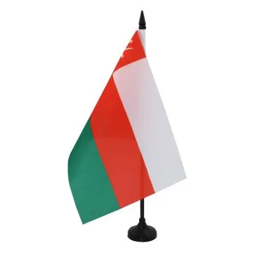 DRAPEAU DE TABLE OMAN 21x14cm - PETIT DRAPEAUX DE BUREAU OMANAIS 14 x 21 cm