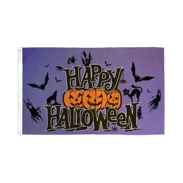 Happy Halloween Purple Flag 2' x 3' 100D polyester grommets