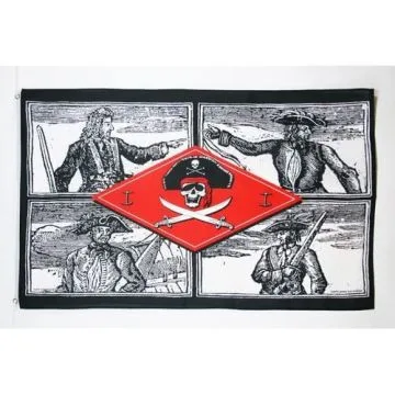 DRAPEAU PIRATE 4 CORSAIRES 150x90cm - DRAPEAU CORSAIRE 90 x 150 cm - DRAPEAUX