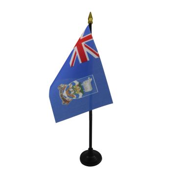 DRAPEAU DE TABLE ÎLES MALOUINES 15x10cm - PETIT DRAPEAUX DE BUREAU DES MALOUINES - ROYAUME-UNI 10 x 15 cm pointe dorée