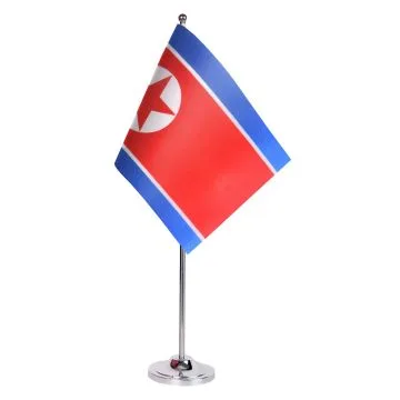 DRAPEAU DE TABLE prestige CORÉE DU NORD 22x15cm en SATIN - GRAND DRAPEAUX DE BUREAU NORD CORÉEN 15 x 22 cm