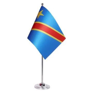 DRAPEAU DE TABLE prestige RÉPUBLIQUE DÉMOCRATIQUE DU CONGO 22x15cm en SATIN - GRAND DRAPEAUX DE BUREAU CONGOLAIS 15 x 22 cm