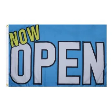 Now Open Blue Flag 2' x 3' 100D polyester grommets