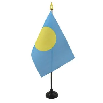 DRAPEAU DE TABLE PALAOS 15x10cm - PETIT DRAPEAUX DE BUREAU PALUAN 10 x 15 cm pointe dorée