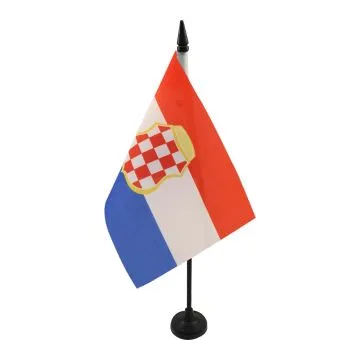 DRAPEAU DE TABLE RÉPUBLIQUE D\'HERCEG-BOSNA 1991-1994 21x14cm - PETIT DRAPEAUX DE BUREAU CROATIE 14 x 21 cm